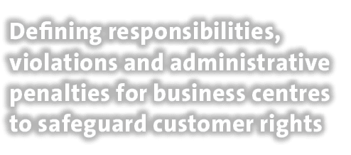 Defining responsibilities, violations and administrative penalties for business centres to safeguard customer rights