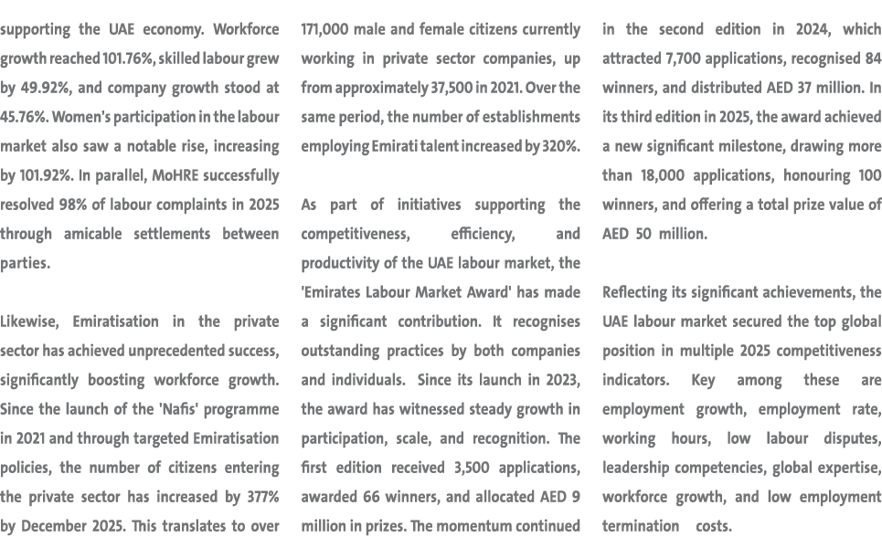 supporting the UAE economy. Workforce growth reached 101.76%, skilled labour grew by 49.92%, and company growth stood...