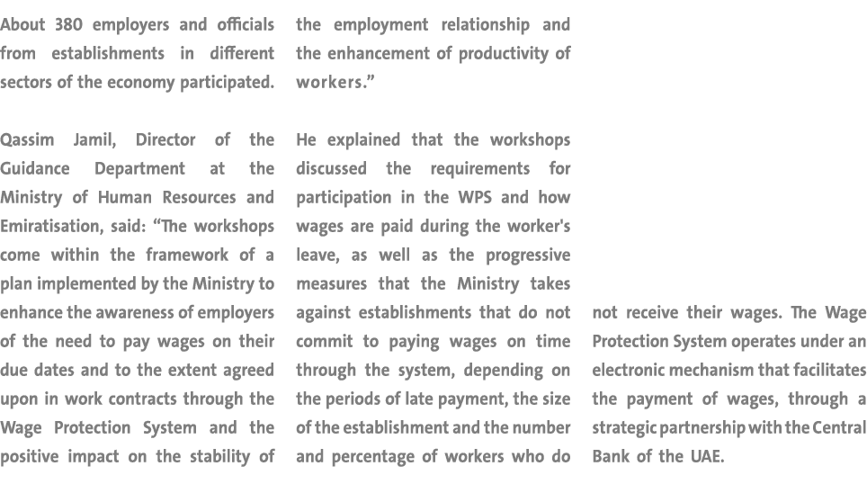 About 380 employers and officials from establishments in different sectors of the economy participated  Qassim Jamil,   