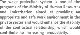 The wage protection system is one of the programs of the Ministry of Human Resources and Emiratisation aimed at provi   