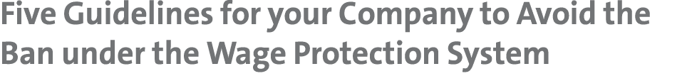 Five Guidelines for your Company to Avoid the Ban under the Wage Protection System 