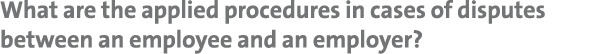What are the applied procedures in cases of disputes between an employee and an employer? 