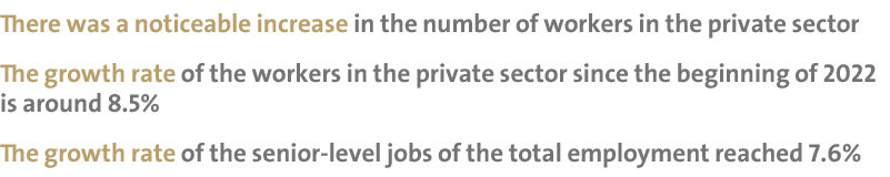 There was a noticeable increase in the number of workers in the private sector The growth rate of the workers in the ...