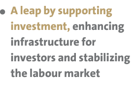  A leap by supporting investment, enhancing infrastructure for investors and stabilizing the labour market 