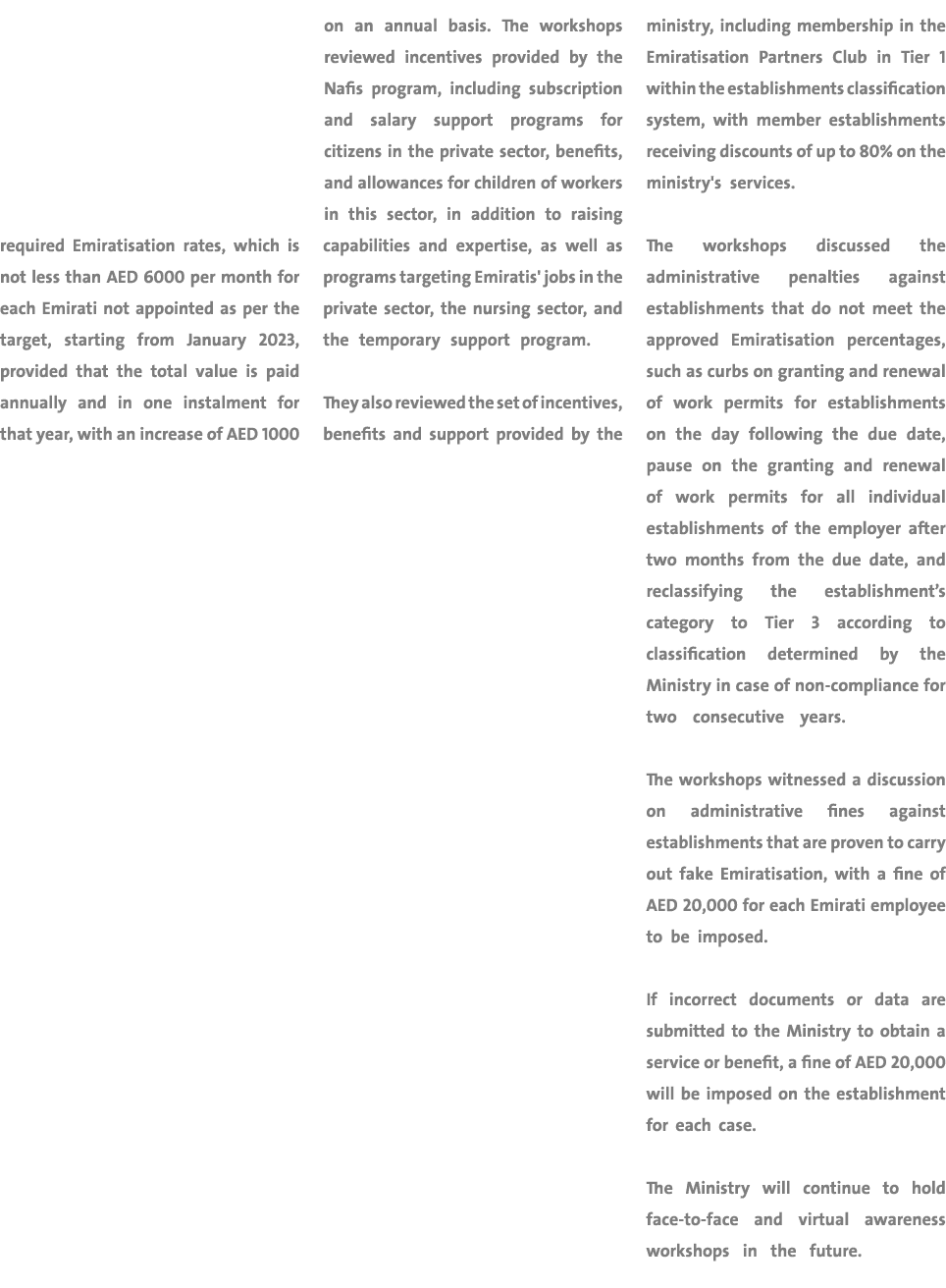 required Emiratisation rates, which is not less than AED 6000 per month for each Emirati not appointed as per the tar...