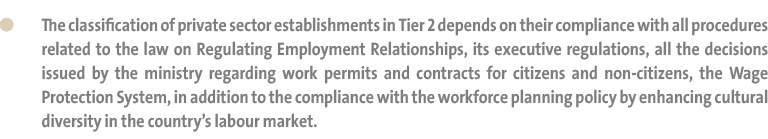  The classification of private sector establishments in Tier 2 depends on their compliance with all procedures relate...